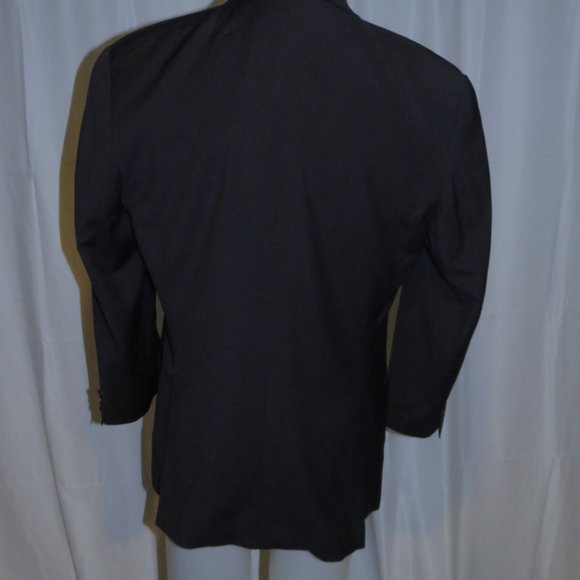 Romeo Gigli Vintage Solid Blue Peak Lapel Double Breasted Suit Jacket 40R - Picture 8 of 11